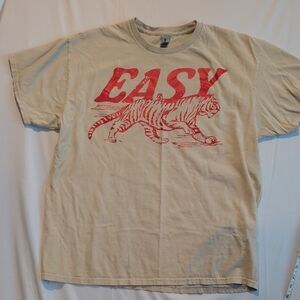 Gildan Beige Tee with Red Tiger Print